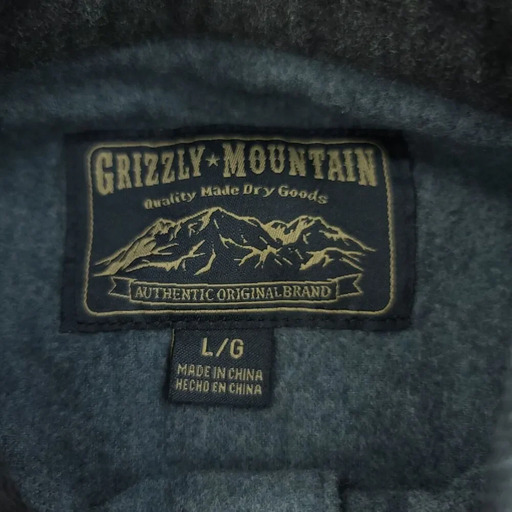 Grizzly Mountain Heavy Flannel Shirt Men's Large Gray Winter Warm Outdoors - Picture 3 of 7